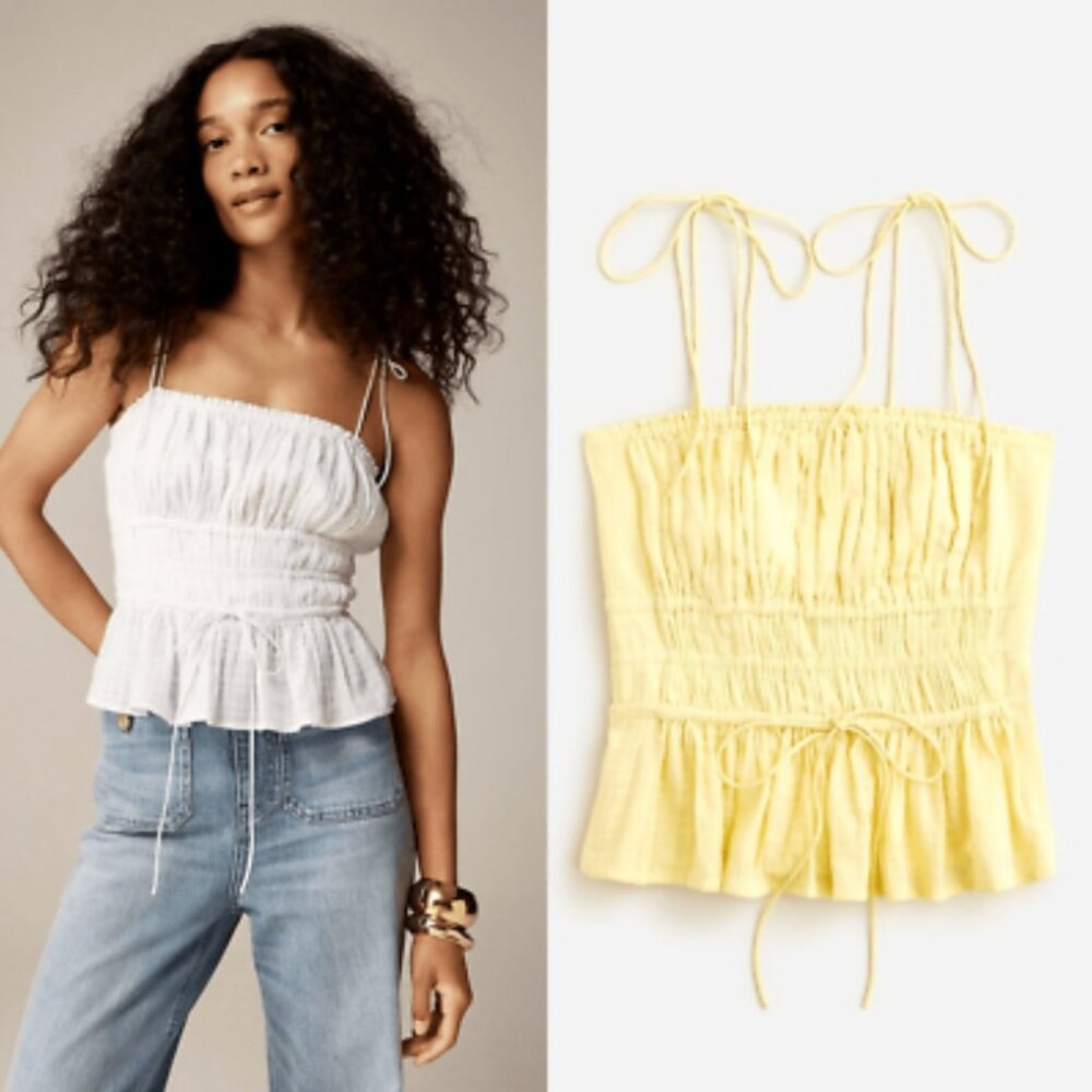 NWT Jcrew Clio top in textured gauze in Fresh Lemon Size XXL